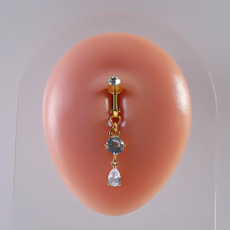 NUORO New Simple Water Drop Zirconia Piercing Jewelry Fake Ear Clip Zircon Drop Navel Nail for Women
