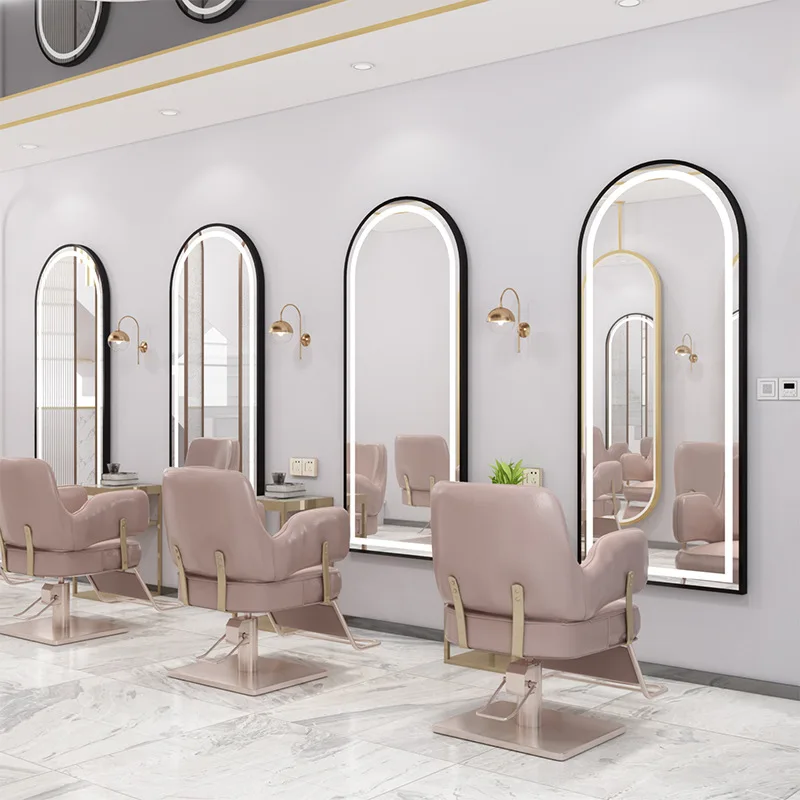 Amazon hot selling other salon furniture hair salon station mirror touch screen light up Mirror for hair salon