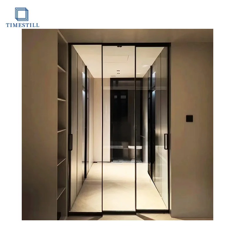 80 Micro Edge Triple Link Door Optional Art Glass Aluminum Framed Sliding Door with Multiple Doors