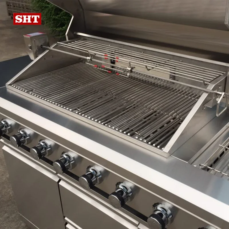 New metal kitchen 8 burners big drawers natural LPG outdoor bbq gas grill