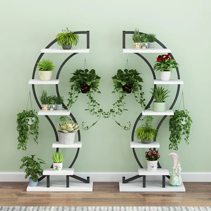 Горячая продажа кованого железа круглый цветок стенд гостиная балкон напольная стойка