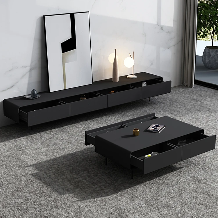 Luxury Modern Latest Design Wooden Tv Cabinet Stands Living Room Furniture Tv Unit Set Modern House And Coffee Table