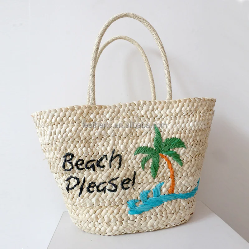 Designer custom corn husk hand-woven coconut tree straw bag one shoulder portable ladies bag holiday beach bag