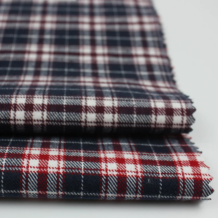 High quality 170gsm 100% cotton 21S yarn dyed plaid flannel fabric