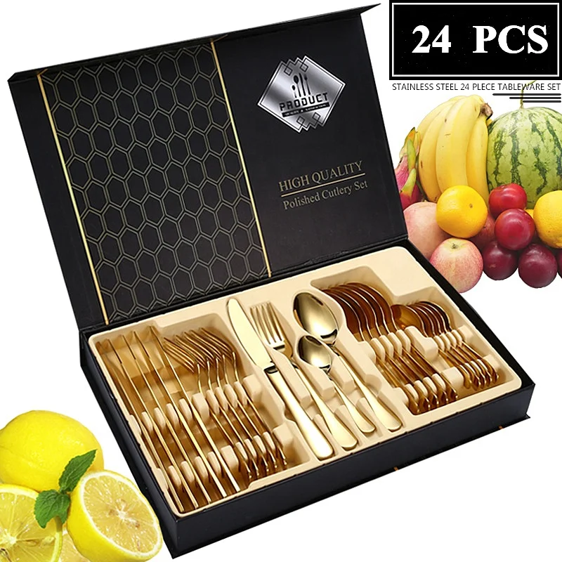 
stainless steel gold cutlery set 24 pcs cutlery sets 16 pcs dinner set 