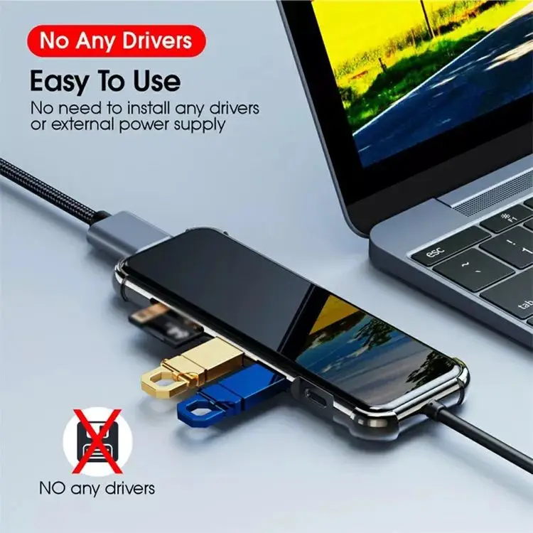 USB 3.0 Hub 6 Port Expander Adapter Multi USB Splitter USB-Hub Card Reader Dock Station For PC