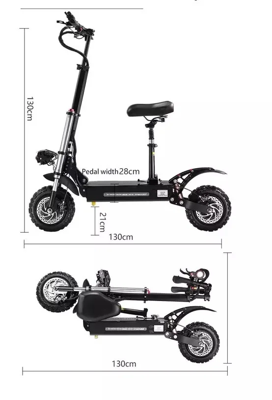 2024 Hot Selling  5600W  Foldable Dual Motor Electric Scooter 85km/h Off-road Tire 18AH Trotinette Electrique 60V For Adults