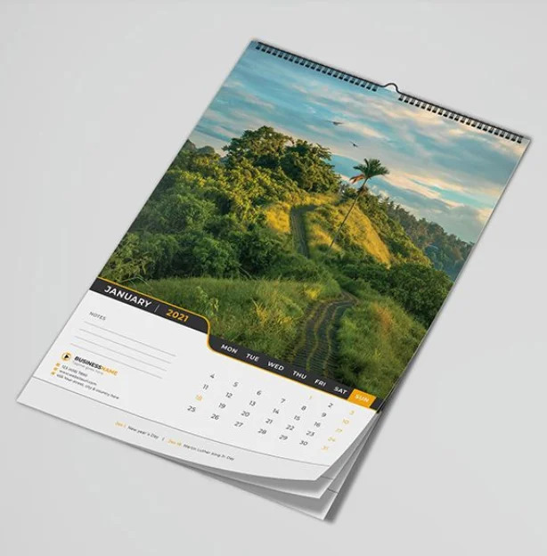 2024/2025 Custom A4 Desktop Wall Calendar Cardboard Offset Paper with Hot Stamping Poster Printing Packaged in Carton