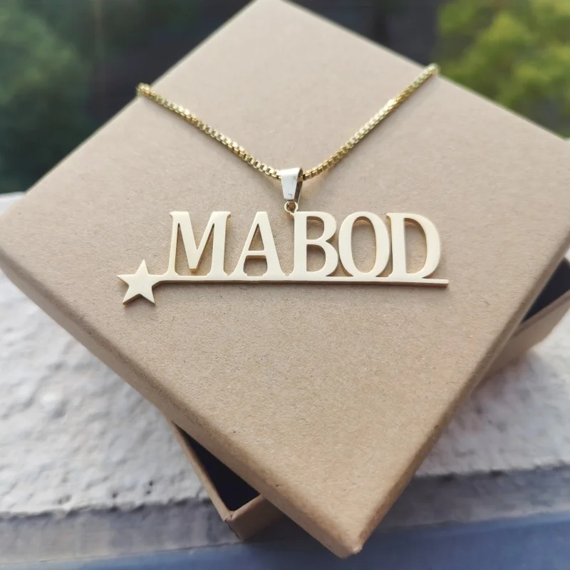 Qiuhan Personalization Stainless Steel Custom Name Star Nameplate Hiphop Necklace Jewelry Gift