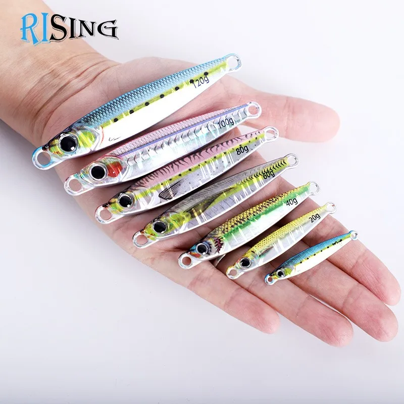 Rising fishing lure saltwater 3D print long casting sinking luminous 10G 20G 30G 40G 60G 80G 100G 120G metal tungsten jig lure