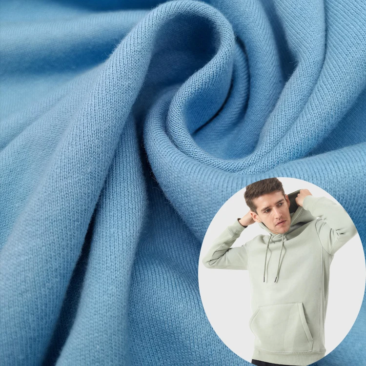 Lot Stock 320GSM Fleece French Terry 50 Polyester 50 Cotton Fabric For Hoodie Sweatshirt Clothing