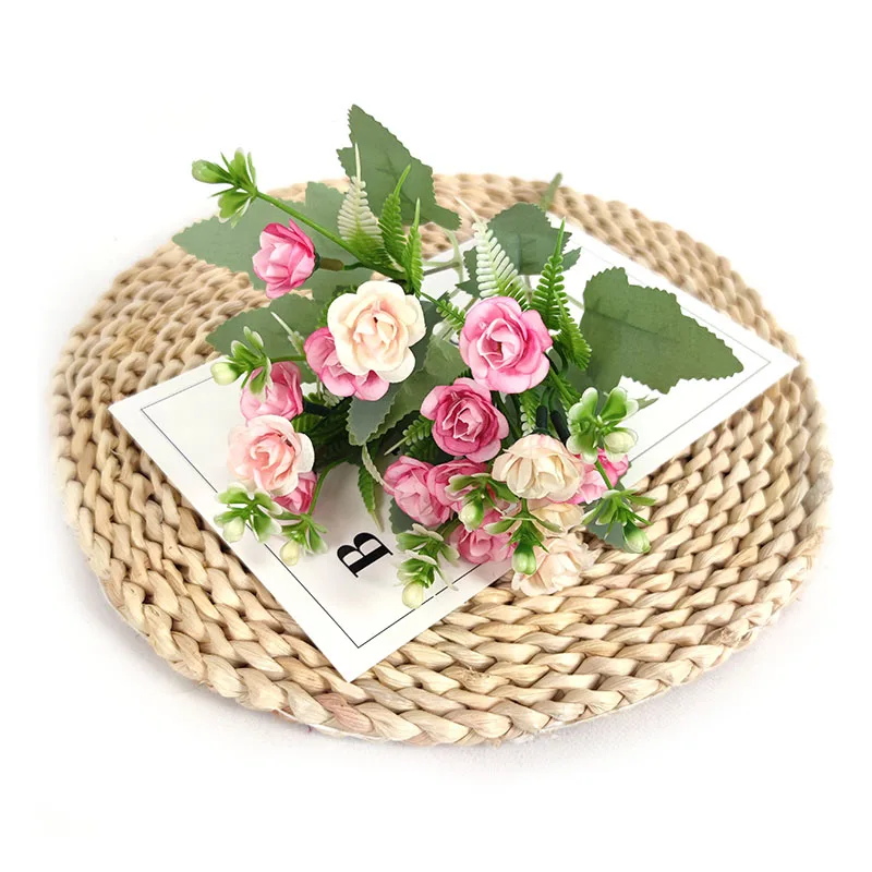 YIWAN wholesale artificial mini roses flowers silk rose for home Wedding Decoration hotel outdoor indoor