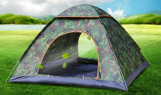 Camping Tent 3-4 Person Double Layer Living Resort Tent Easy to Install Beach Tents for Camping