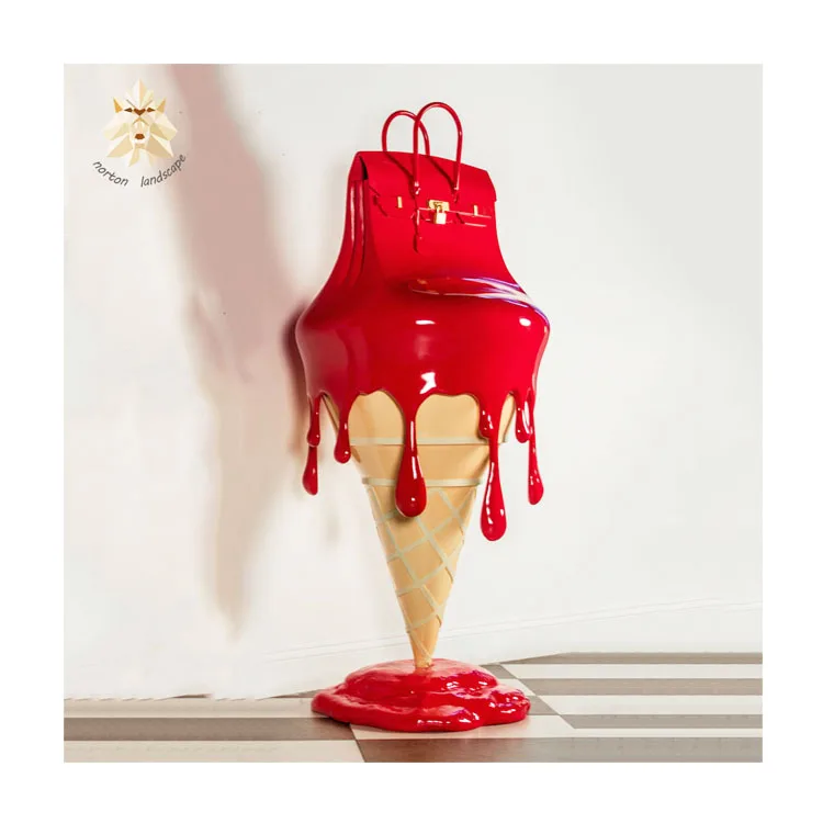 Indoor Decoration Fiberglass Sculpture Red Resin Ice Cream Sculpture for Sale NTRS-189LI