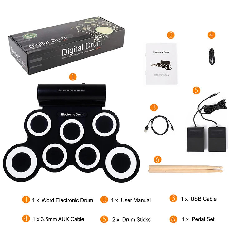 Flexible Digital Kids Mini Electronic Drumstick Professional Drum Practice Pad Set