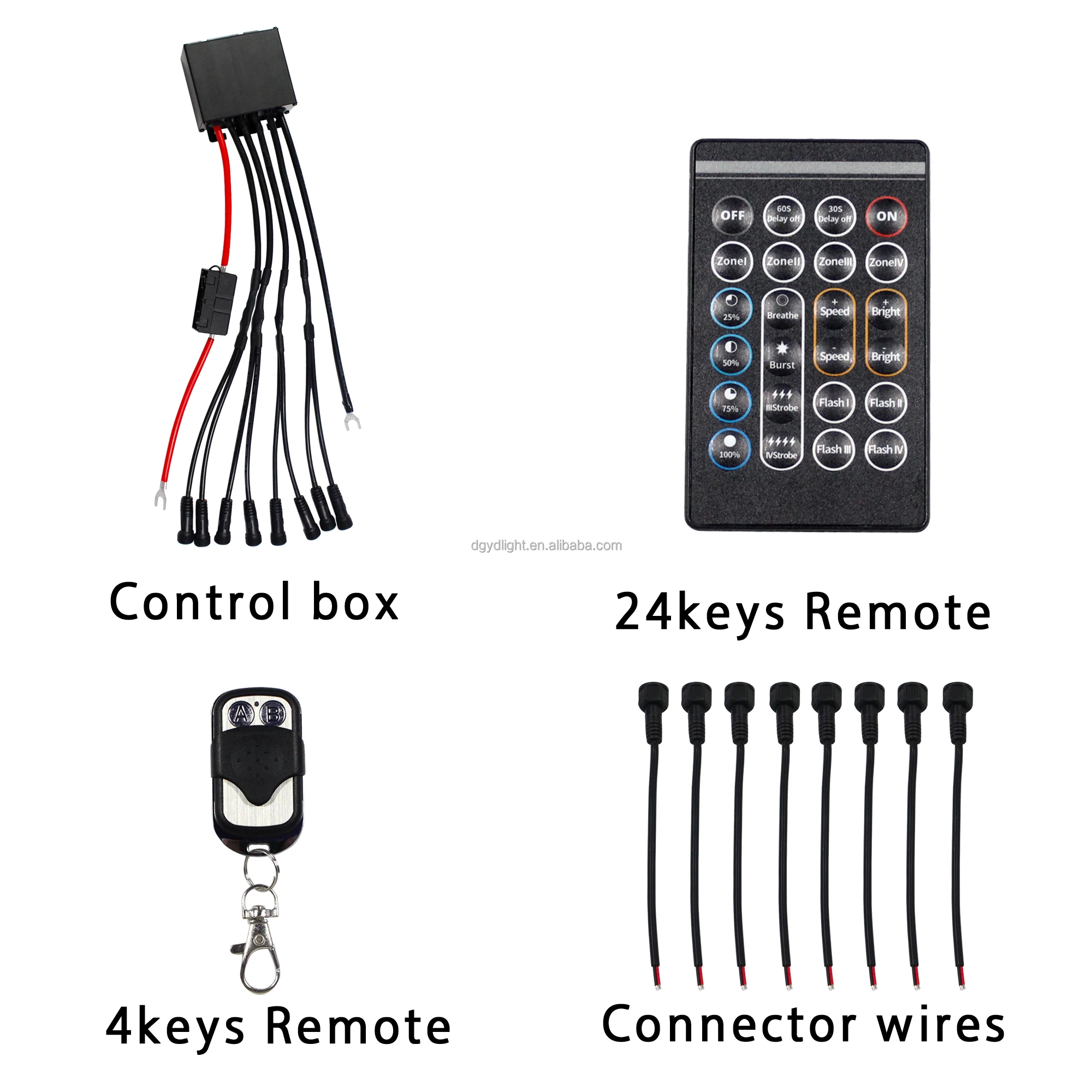 High Power 1000W Wheel Rock Light Controller Dual Remotes Single Wheel Separately Controlled Breathe Burst Strobe Functions