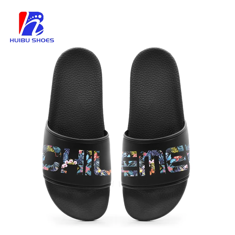 
Eco-friendly Low MOQ Custom Slippers Sandals Outdoor Black Plain Slides 