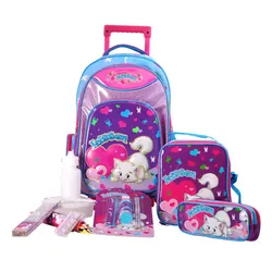 Customized 19Inch Kid Trolley Bag School Bags For Girls Trolley