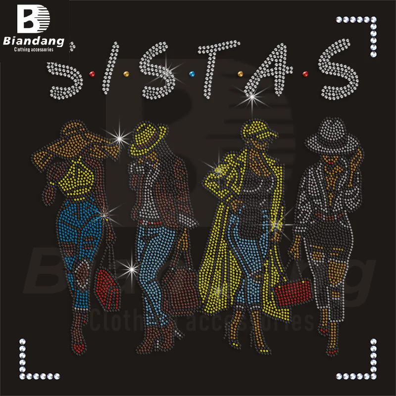 Custom OES Sista Garment Decoration Crystal Girls Rhinestones Best Selling Hot fix Rhinestone Transfer
