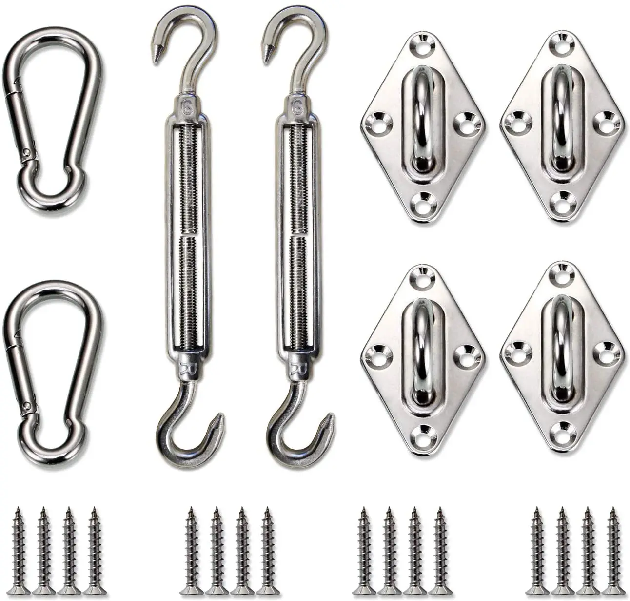 Sun Shade Sail Hardware Kit - 6 Inches - Super Heavy Duty - for Square and Rectangle Sun Shade Sail