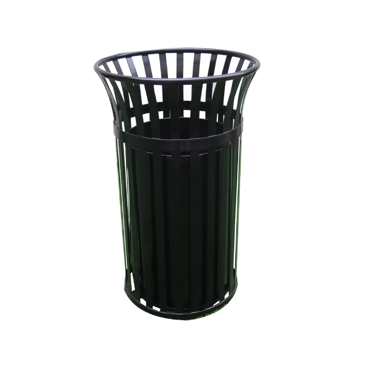 
Classic Recycle Steel Trash bin 50/60/80/100L Black Round Public Street Outdoor Trash Can  (1600177678899)