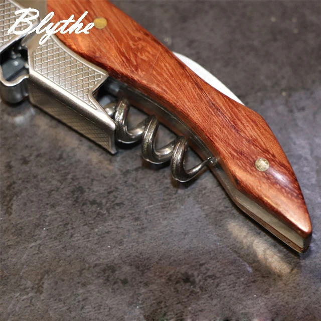 Hot sale  gift stainless steel wooden custom wine beer bottle opener