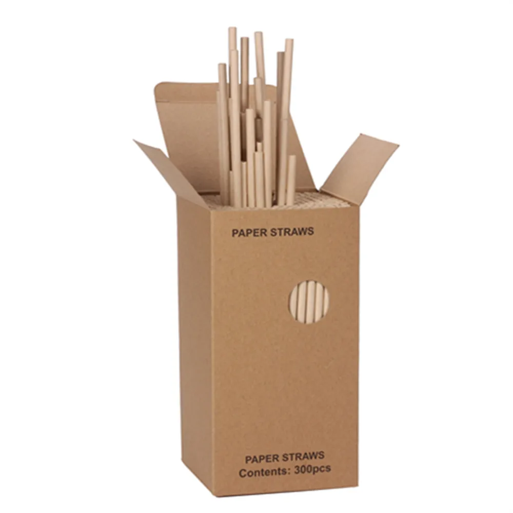 300-Pack Biodegradable Paper Straws Dye-Free- Brown Kraft Premium Eco-Friendly Paper Straws Bulk- Drinking Straws for Juices