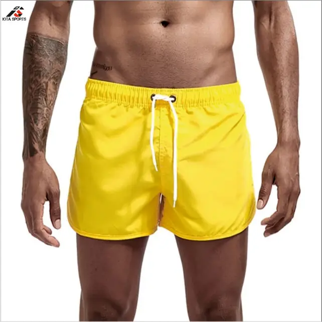 Orange color swim shorts for men swimwear beach shorts trunks wholesale men custom logo heat transfer swimming shorts
