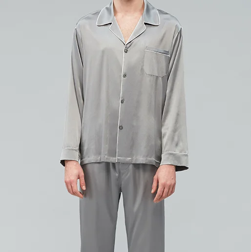 2022 wholesale Romantic 100% natural Silk Pajamas For Couples long sleeves and pants