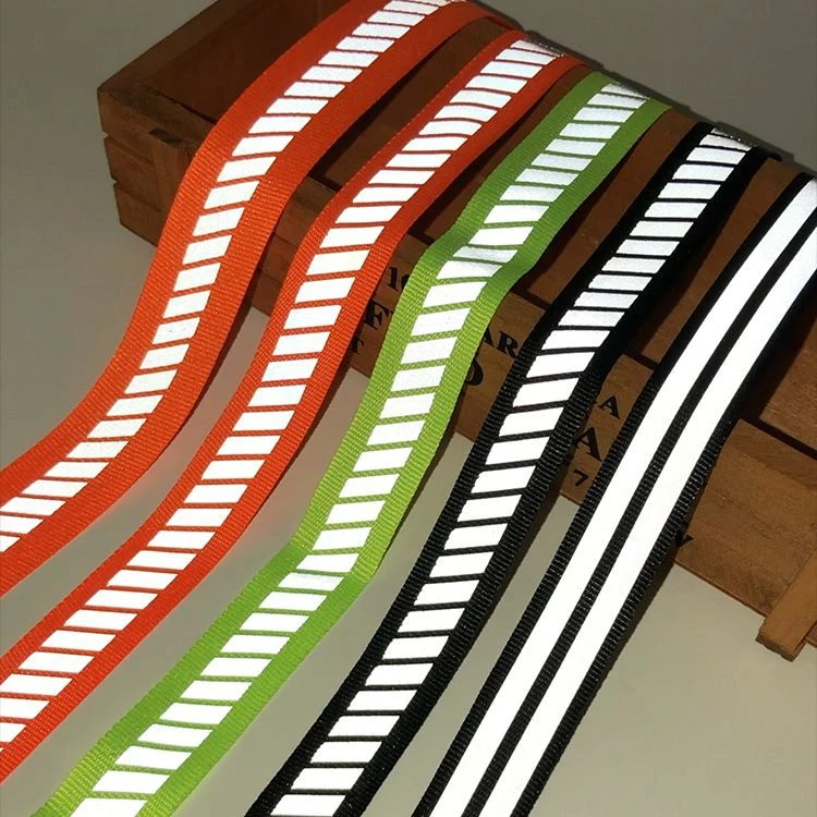 Custom Pattern Printing High Visibility Sewed on Reflective Ribbon Webbing Tape for Apparel with Heat Transfer Reflector