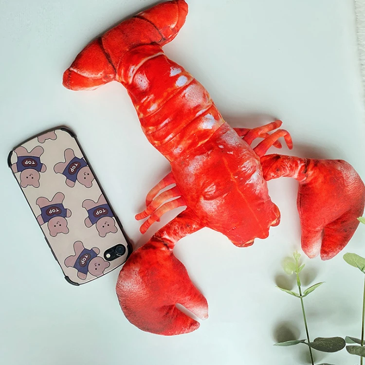 Cute Electric Fish Figurine Red Shrimp Wool Cloth Indestructable Dog Bone Toys With Soft Nap