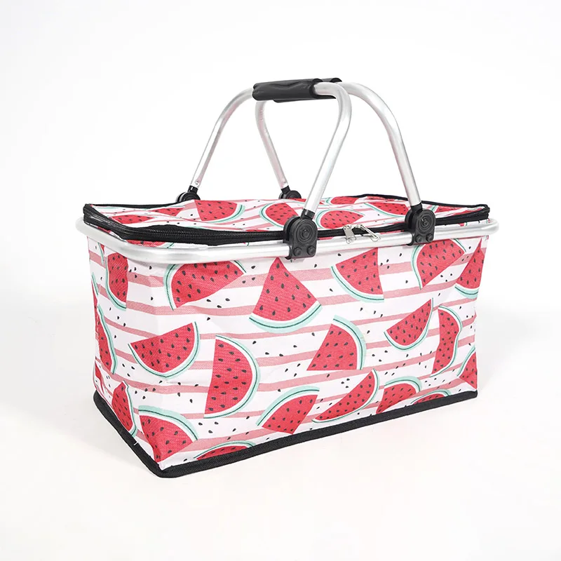 Custom Supermarket Shopping Trolley Bag With Cooler Coating Aluminum Film Professional Made Outdoor Picnic Basket