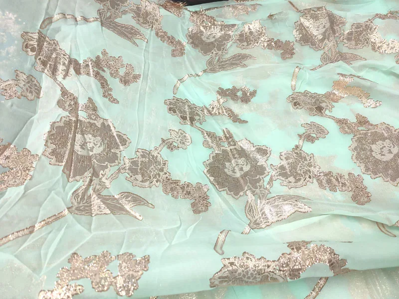 Жаккардовая Цветочная люрексная шелковая шифоновая ткань металлик шелковая шифоновая ткань для платья