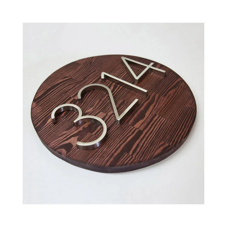 Factory Direct Selling Wholesale Big Modern Floating Hotel Room Metal Door  Number Sign 5 Inch