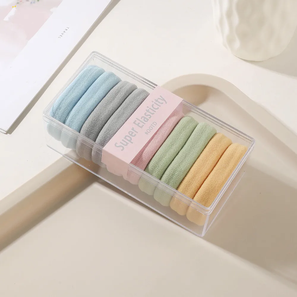 Hot Sale Newest Stretch Rubber Bands Hair Accessories Beauty Wholesale Coarse Threaded Color Boxed Hair Rop For Women Hair Ring