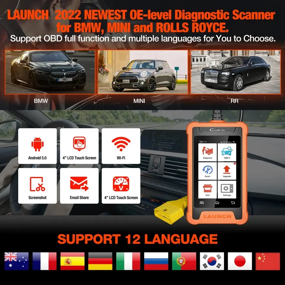 LAUNCH X431 Creader Elite Full System Car Obd2 Code Reader Scanner Full Function Auto Diagnostic Tools