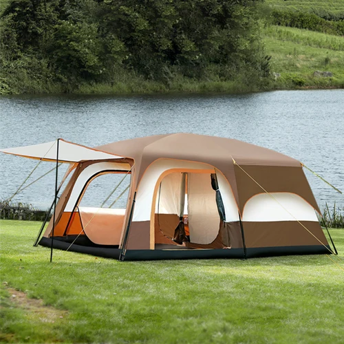 XIA SHENG 2024 Waterproof 12-Person Outdoor Family Camping Tent 2 Bedrooms Large Oxford Fabric Automatic Aluminum Beach Parties