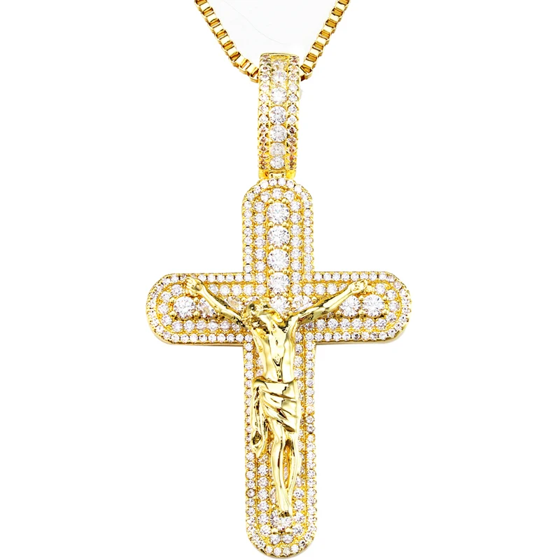 Jasen Hip hop Jewellery Iced Out 925 Silver Zircon Stones Jesus Cross Pendant for Street Man