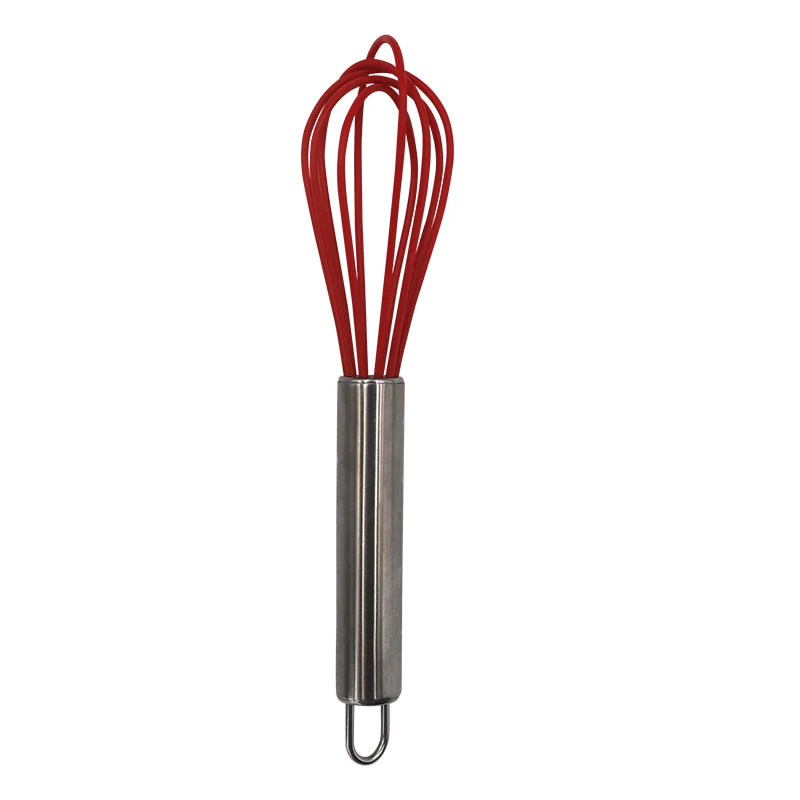 Food Grade Silicone Whisk With Stainless Steel Handle Egg Beaters 8 inch Hand Power Butter Blender For Whisking