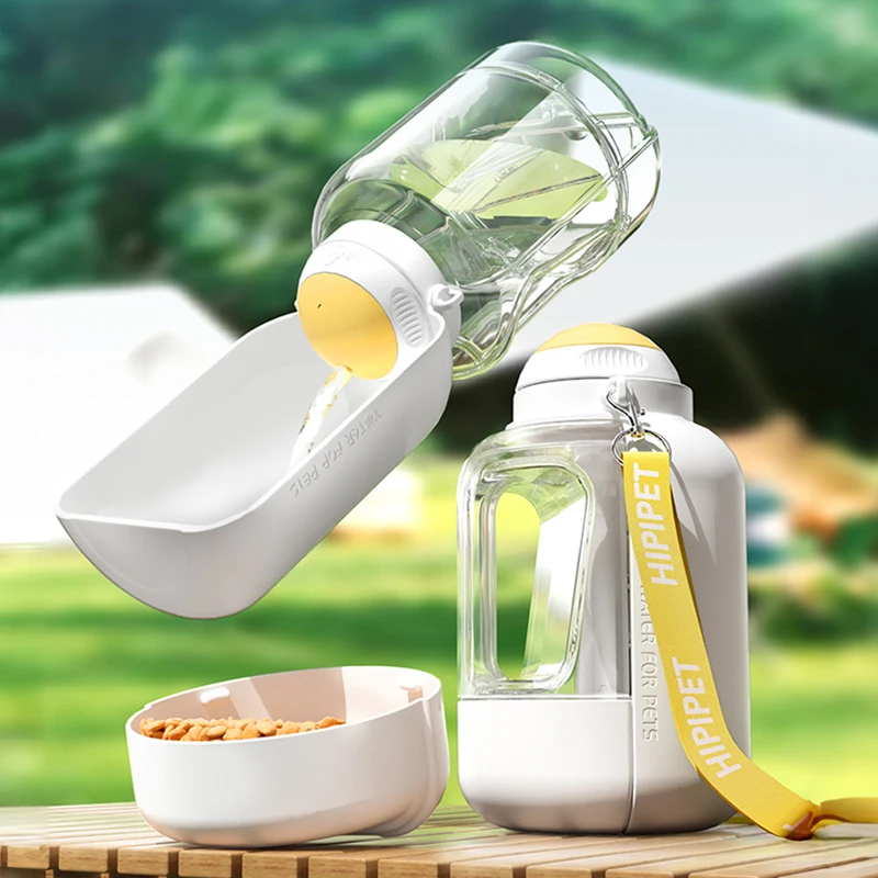 Fast Shipping Wholesale Manufacturer ABS 1.5L 2 in 1 Food & Water Pet Bowls in Travel Portable Pet Dog Water Bottle for Outdoor