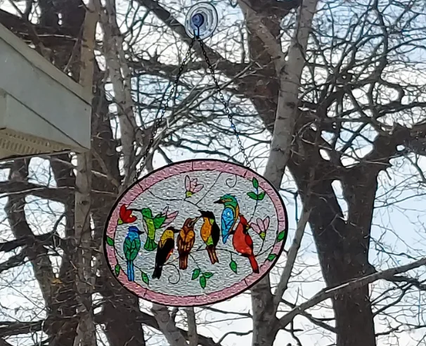 Stained Glass Ornament Cardinal Hummingbird Suncatcher Hand-Painted Double Side Glass Panel Window Hanging Decor