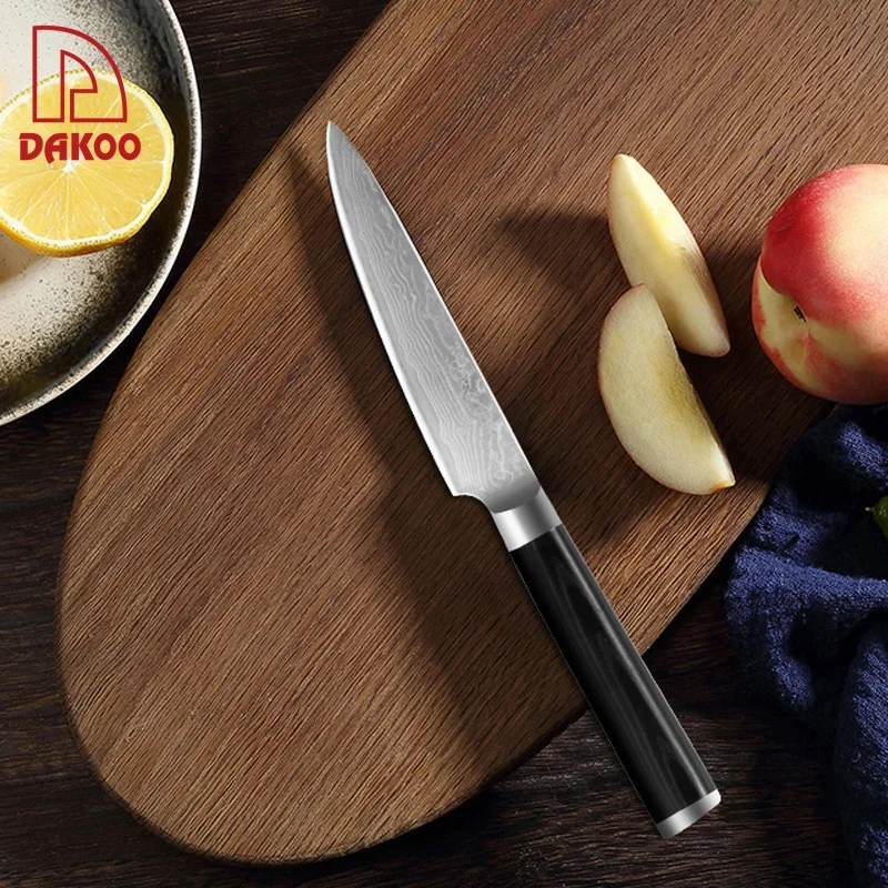 Damascus Knife fruit knife damascus skinning knife with 430 Micarta Handle