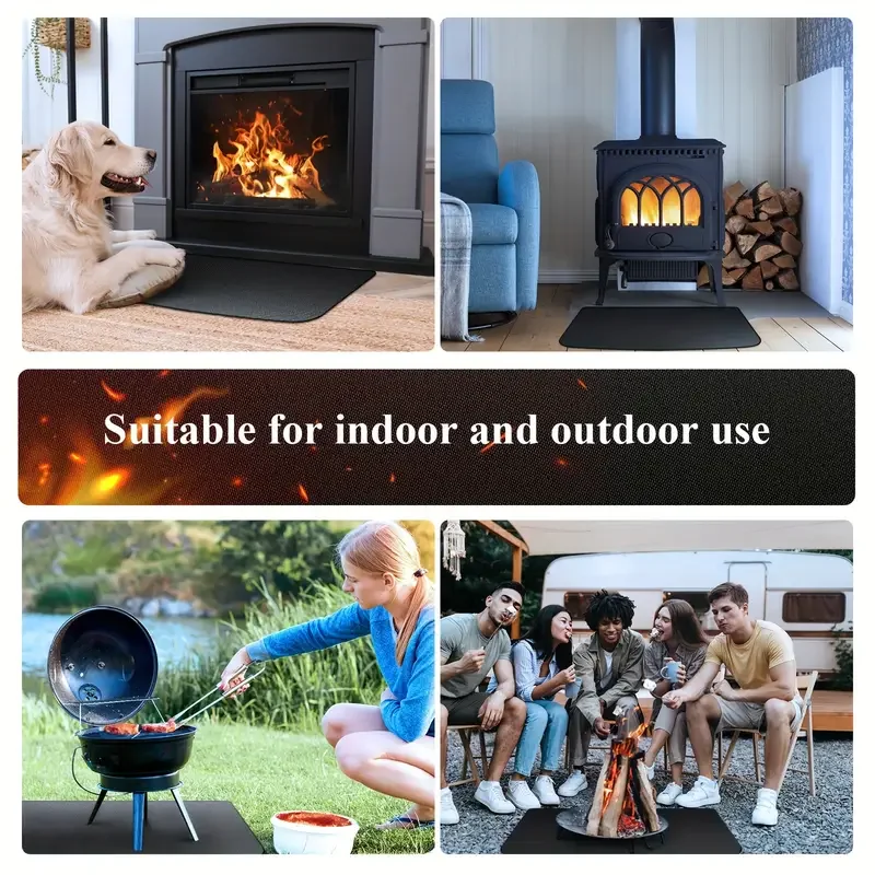 Customize FiberGlass Silicone Coating Fireproof Fire Pit Premium Deck and Patio Floor Cooking BBQ Under Grill Rubber Mat