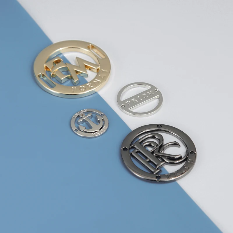 YHG Engraved Zinc Alloy Brass Environmental Name Plaque Custom Logo Tag Metal Label for Clothes Coat Jacket