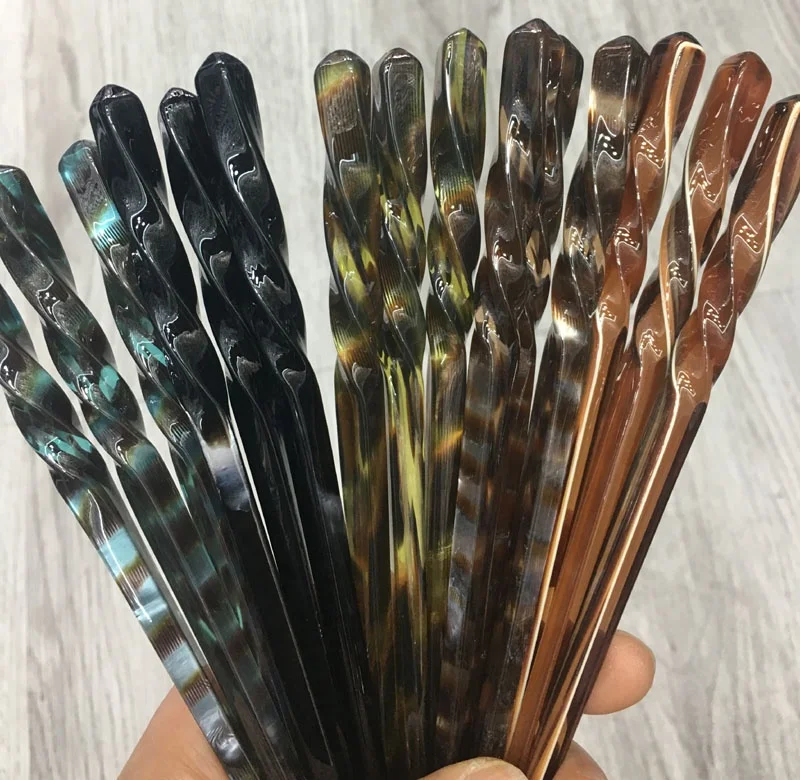 
plastic hair stick with cellulose acetate fashion hair stick 