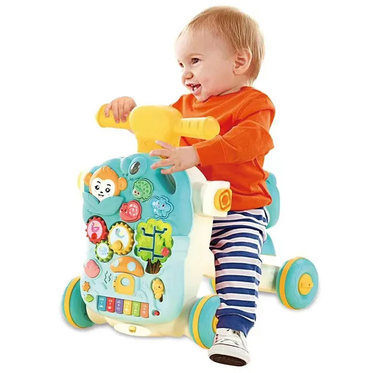 2023 New 4 In 1 Infant Game Table Multifunctional Push Car Toddler Baby Walker