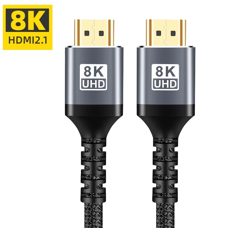 8k 60Hz Hdmi 2.1 Cable 2m 6.6ft High Speed Braided Hdmi Cable Cord 4k 120hz For Sony Tvs Ps5 Xbox Gaming Monitor