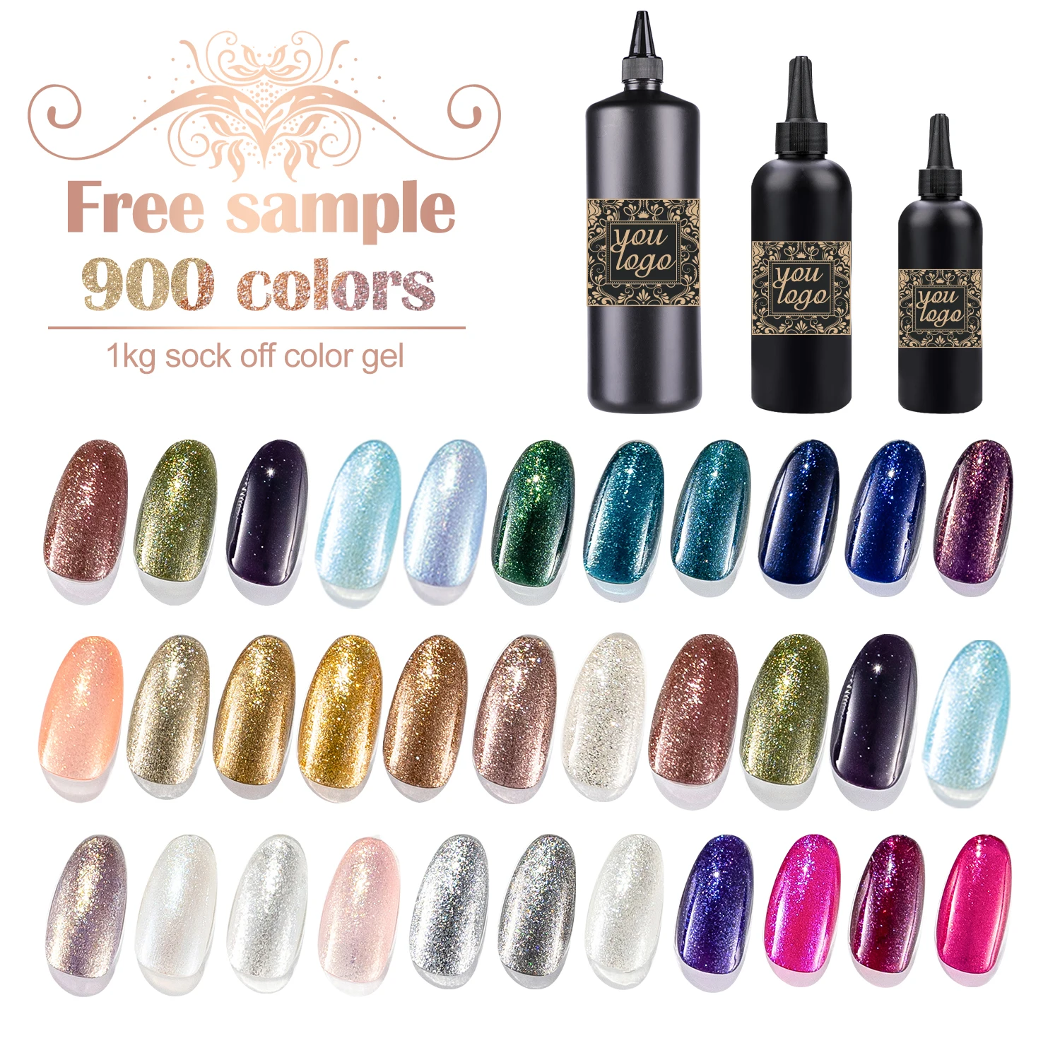 Bulk Packing UV Gel 1KG Soak Off Nail 1 KG Customized Manufacturer Nail Glitter Polish