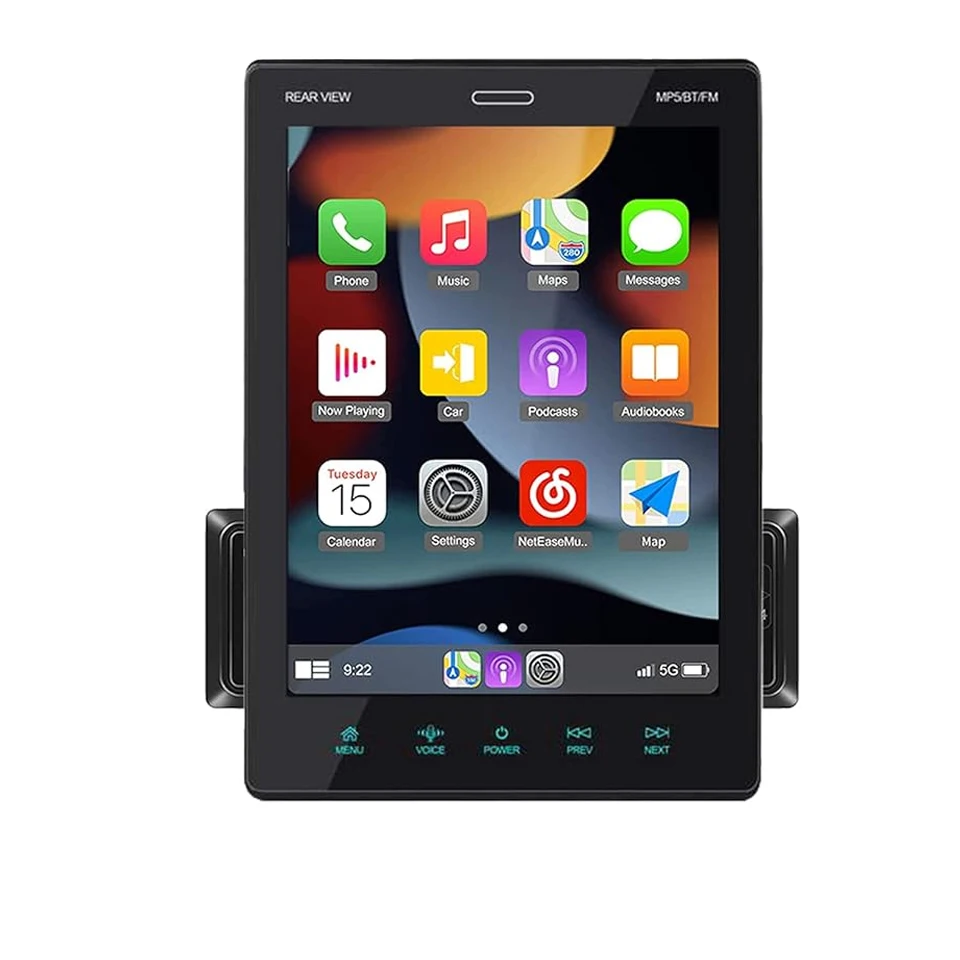 9.5 inch vertical touch screen 1 din/2 din detachable panel car DVD radio mp5 player carplay FM Bluetooths stereo video audio
