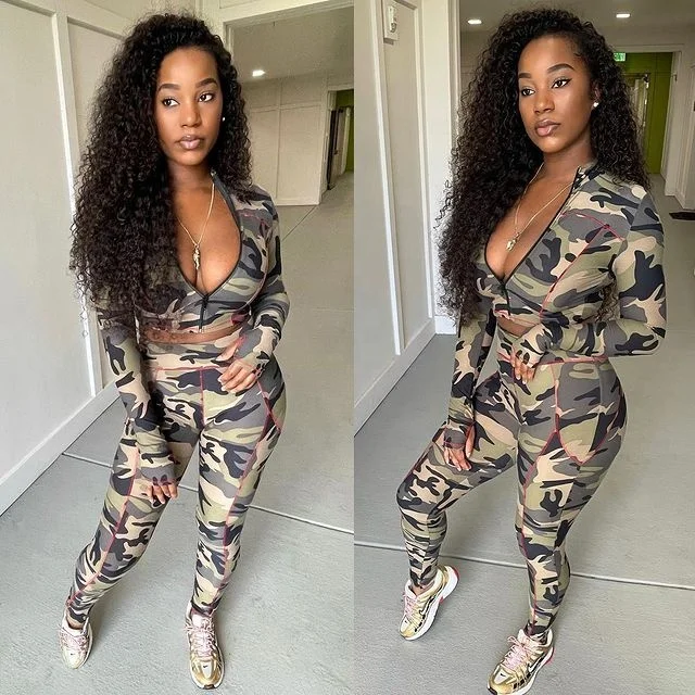 Women 2021 fashion clothing camouflage clothing two piece sets for woman hotsale workout sets lady